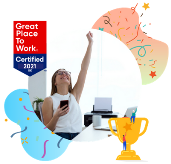 happy-woman-arm-up-great-place-to-work-certified-bubble-2021-badge happy-woman-arm-up-great-place-to-work-certified-bubble-2021-badge